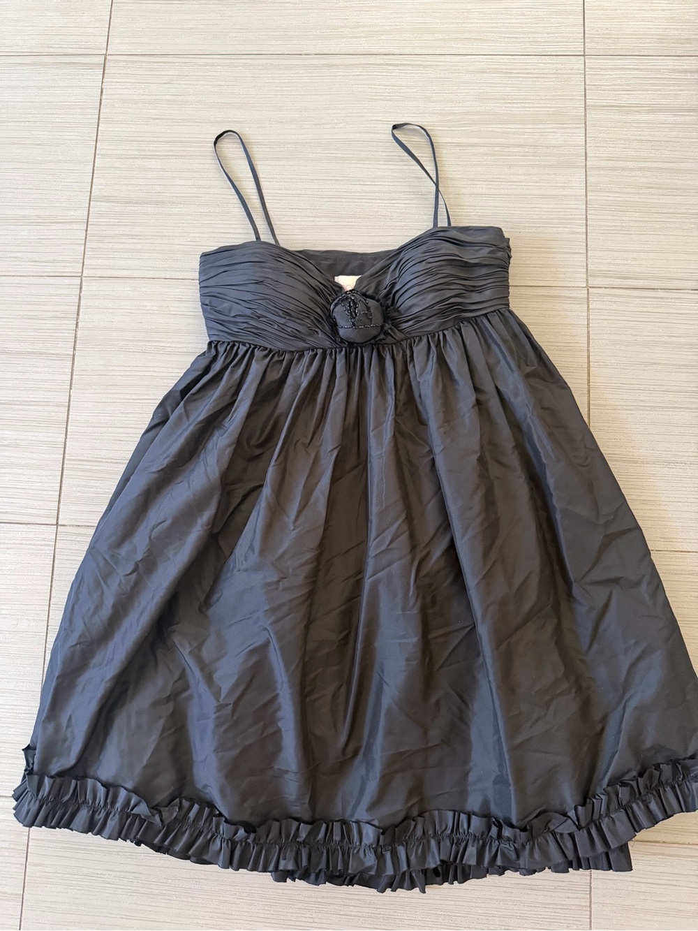 Marc Bouwer Black Spaghetti-Strap Party Dress for girls teens 2 small flower